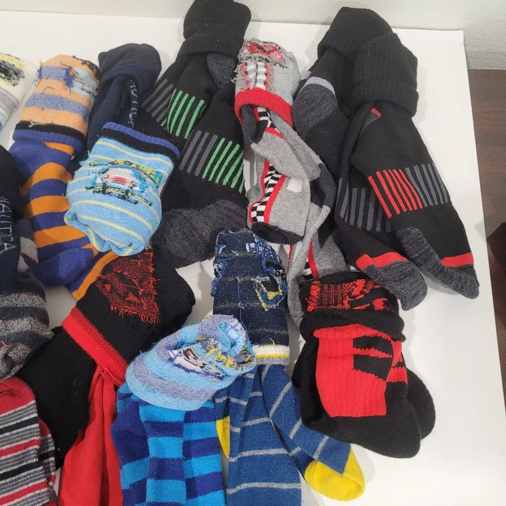 Boys Socks Lot Assorted Patterns Fire Truck Stripes Athletic Crew Ankle Socks